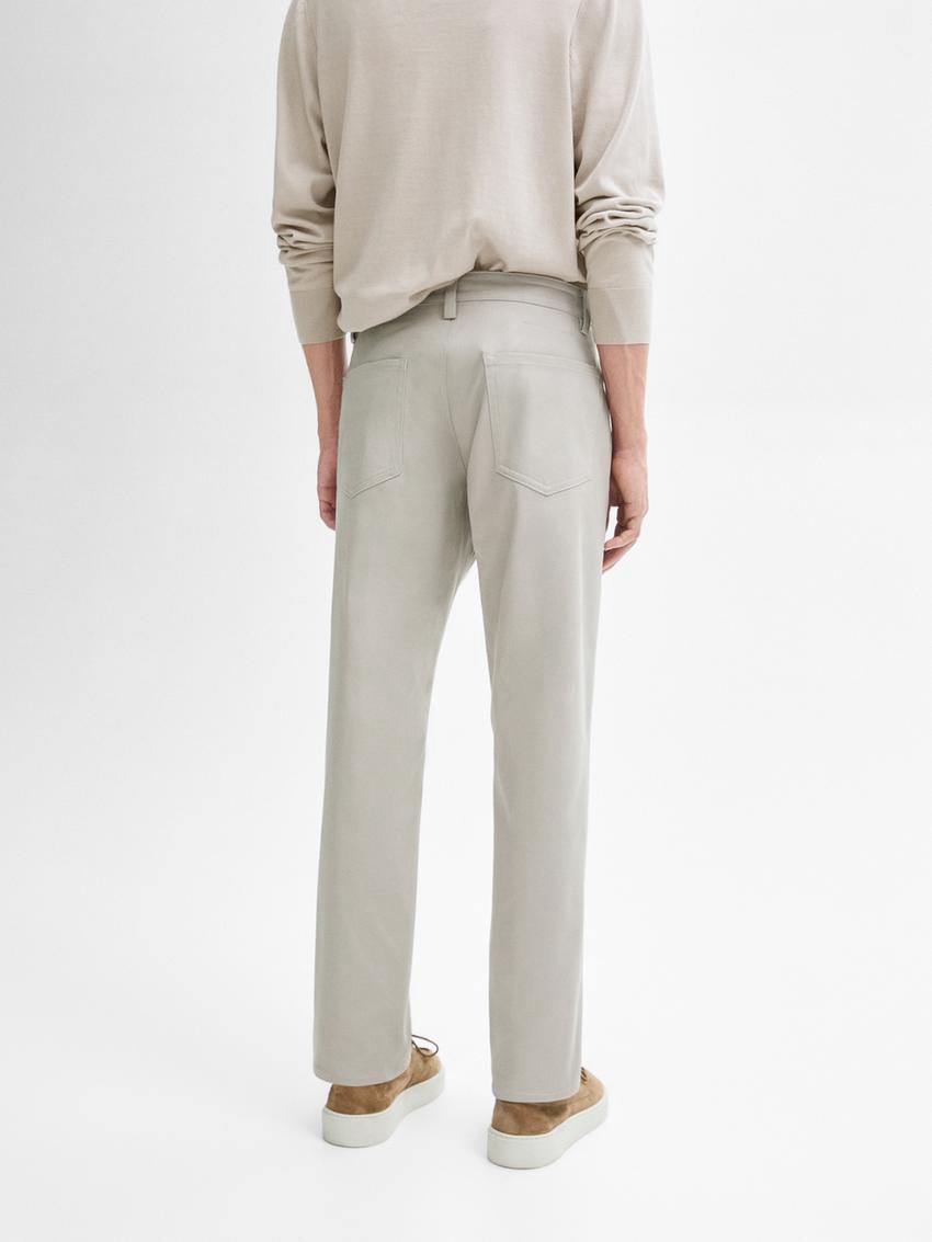 Massimo Dutti Tapered Fit Cotton Blend Denim Men Trousers Beige | US-PF0376514