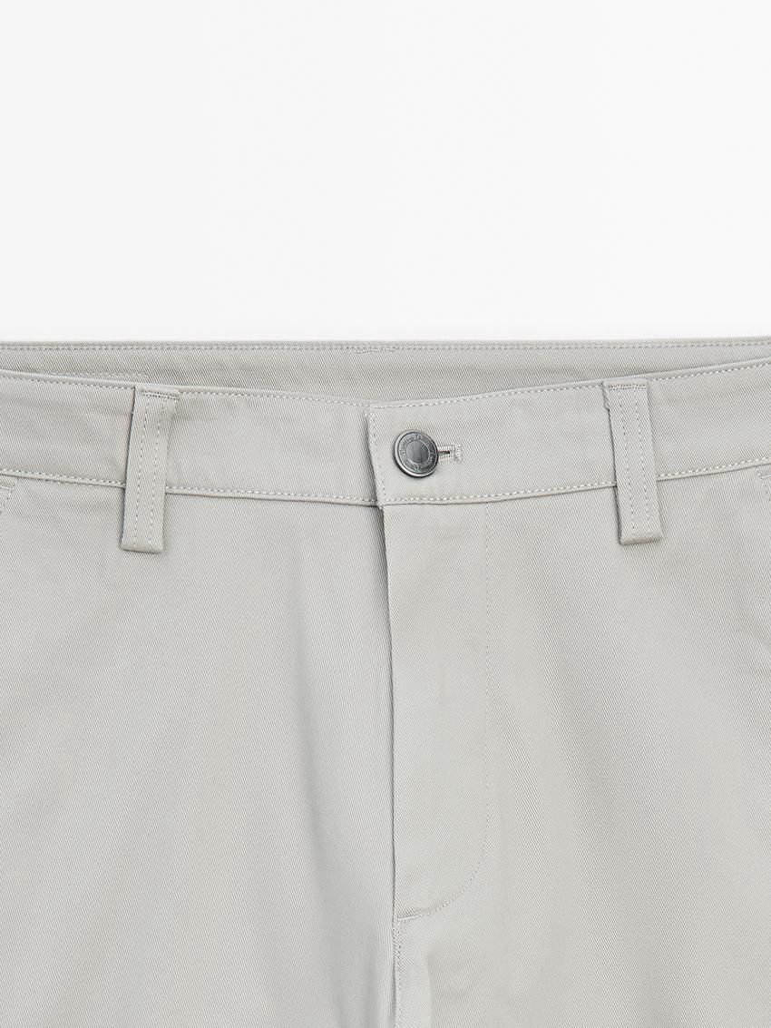 Massimo Dutti Tapered Fit Cotton Blend Denim Men Trousers Beige | US-PF0376514