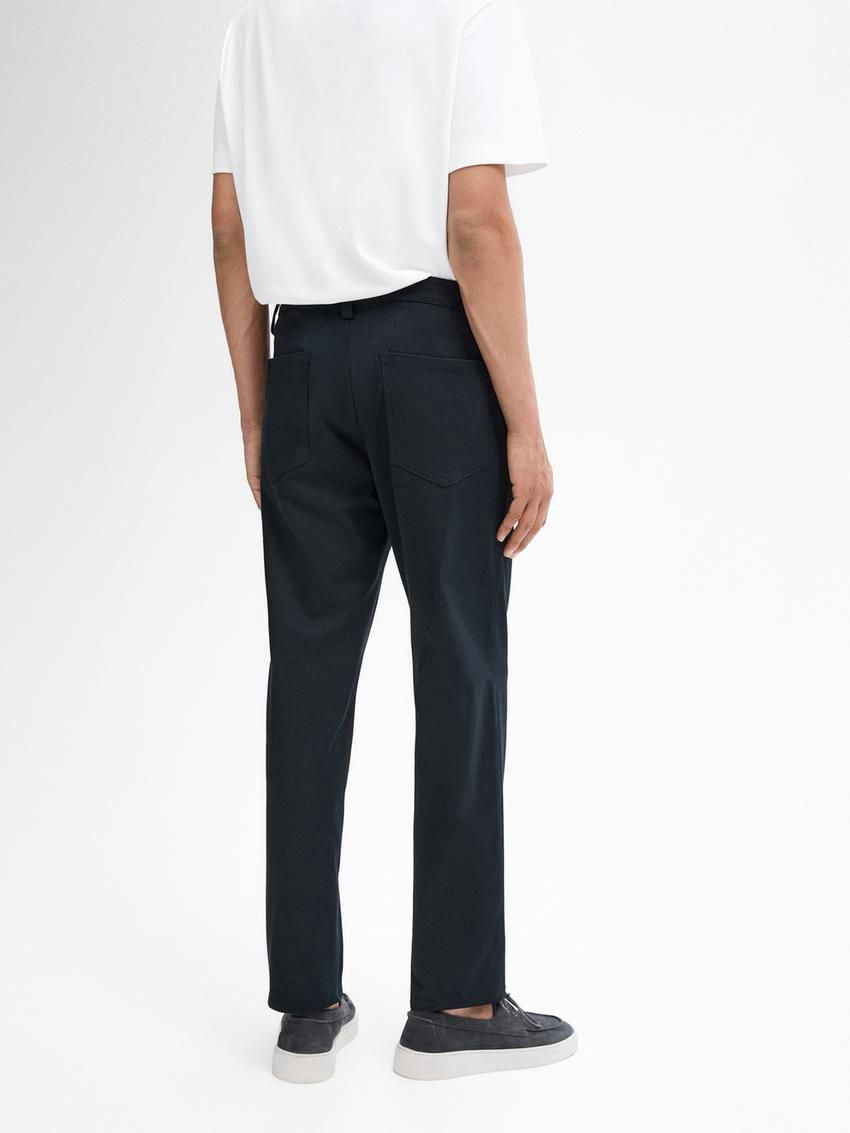 Massimo Dutti Tapered Fit Cotton Blend Denim Men Trousers Navy | US-RQ0273149
