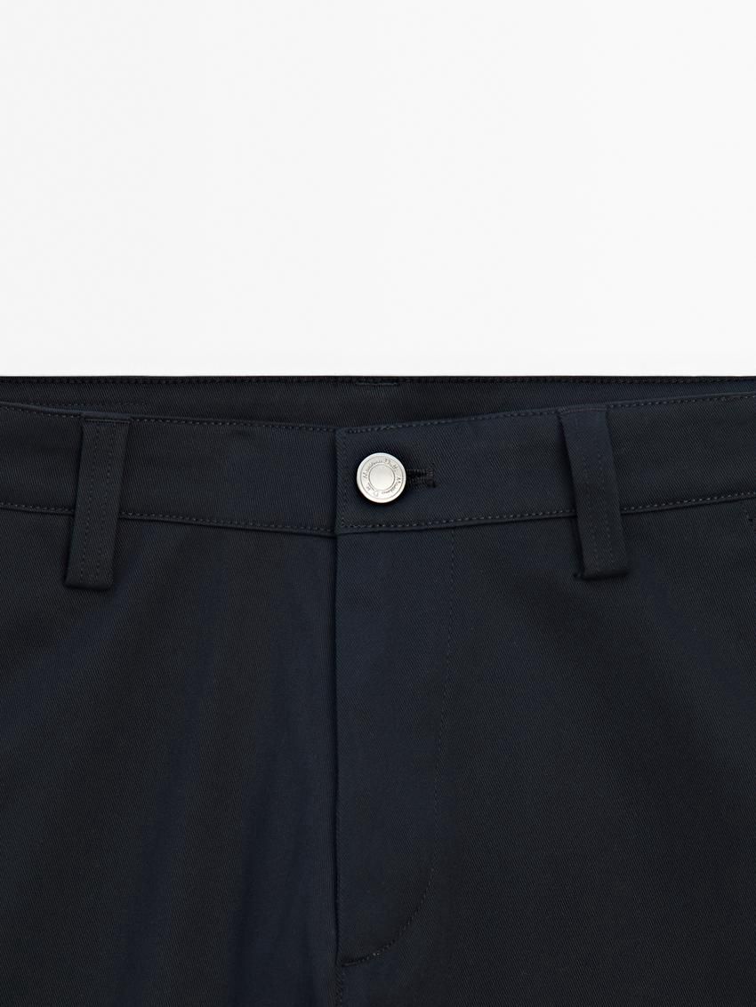 Massimo Dutti Tapered Fit Cotton Blend Denim Men Trousers Navy | US-RQ0273149