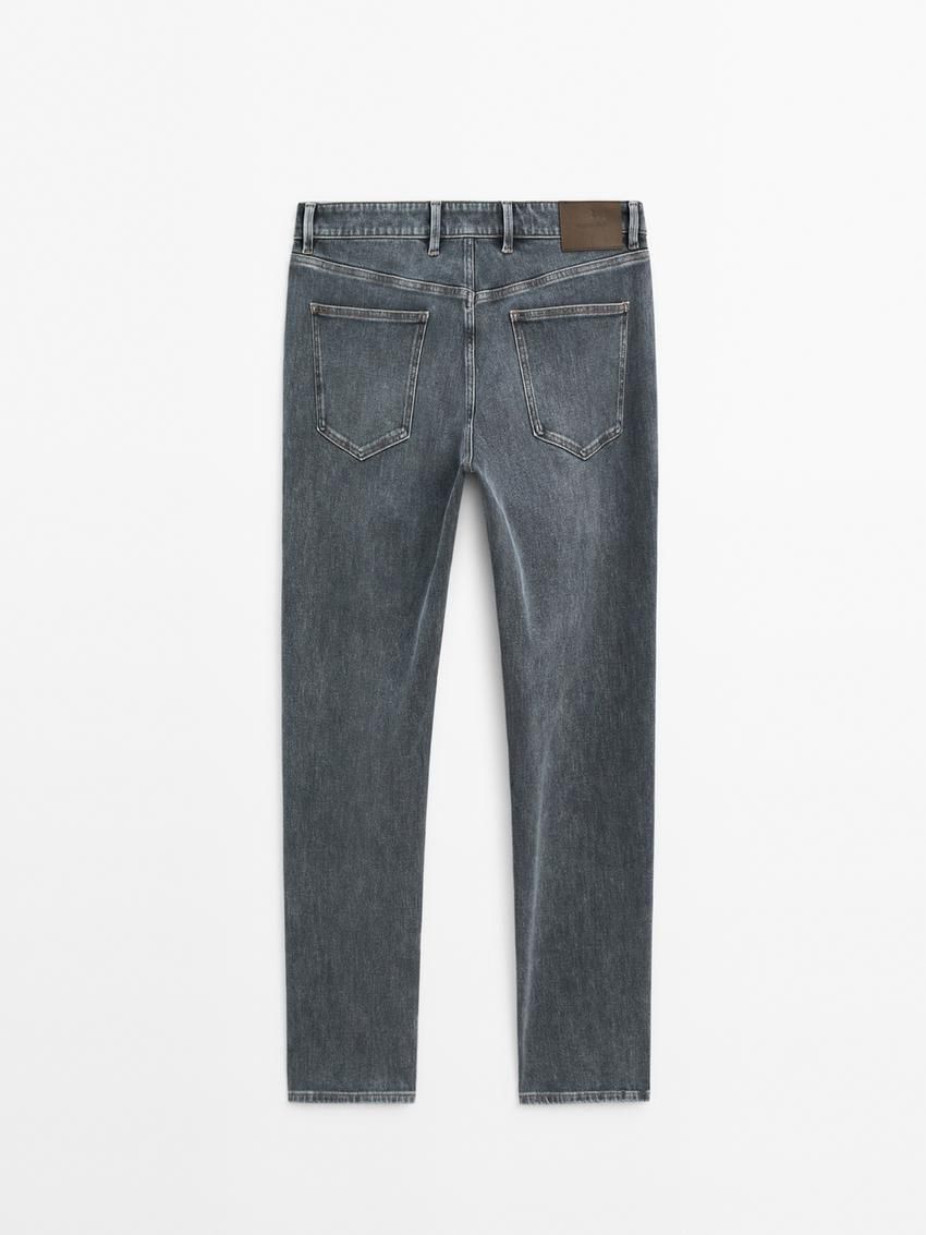 Massimo Dutti Tapered Fit Cotton Blend Men Jeans Grey | US-NR3961528
