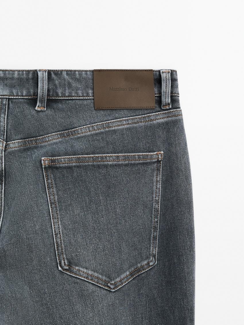 Massimo Dutti Tapered Fit Cotton Blend Men Jeans Grey | US-NR3961528