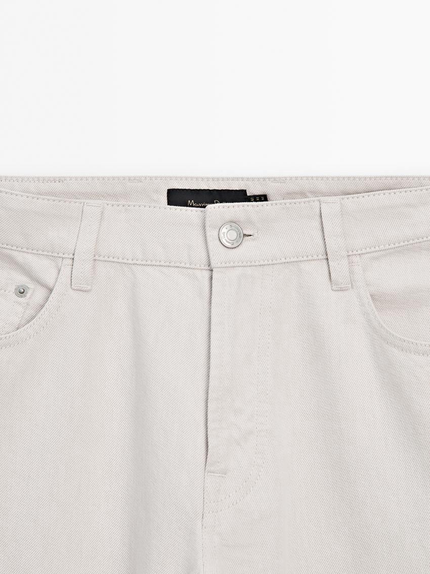 Massimo Dutti Tapered Fit Cotton Denim Men Trousers Cream | US-QA3817564