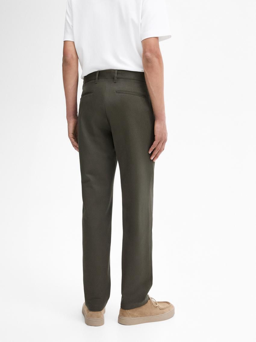 Massimo Dutti Tapered Fit Cotton Men Trousers Dark Green | US-SK6173980