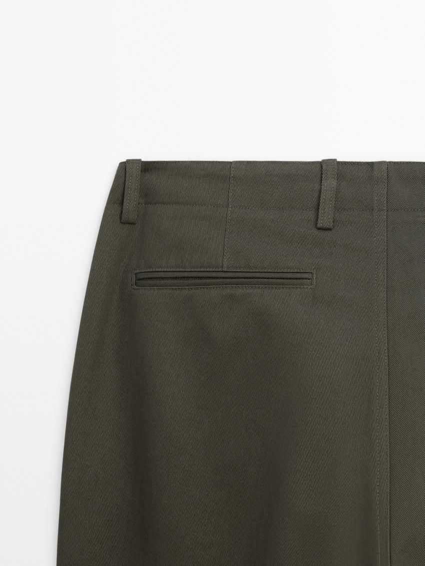 Massimo Dutti Tapered Fit Cotton Men Trousers Dark Green | US-SK6173980