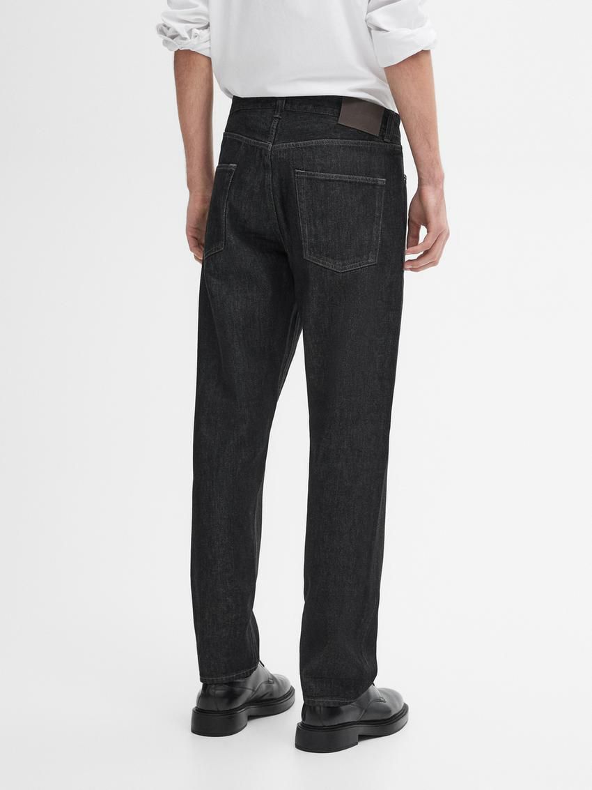 Massimo Dutti Tapered Fit Cotton Selvedge Men Jeans Black | US-TU5836479