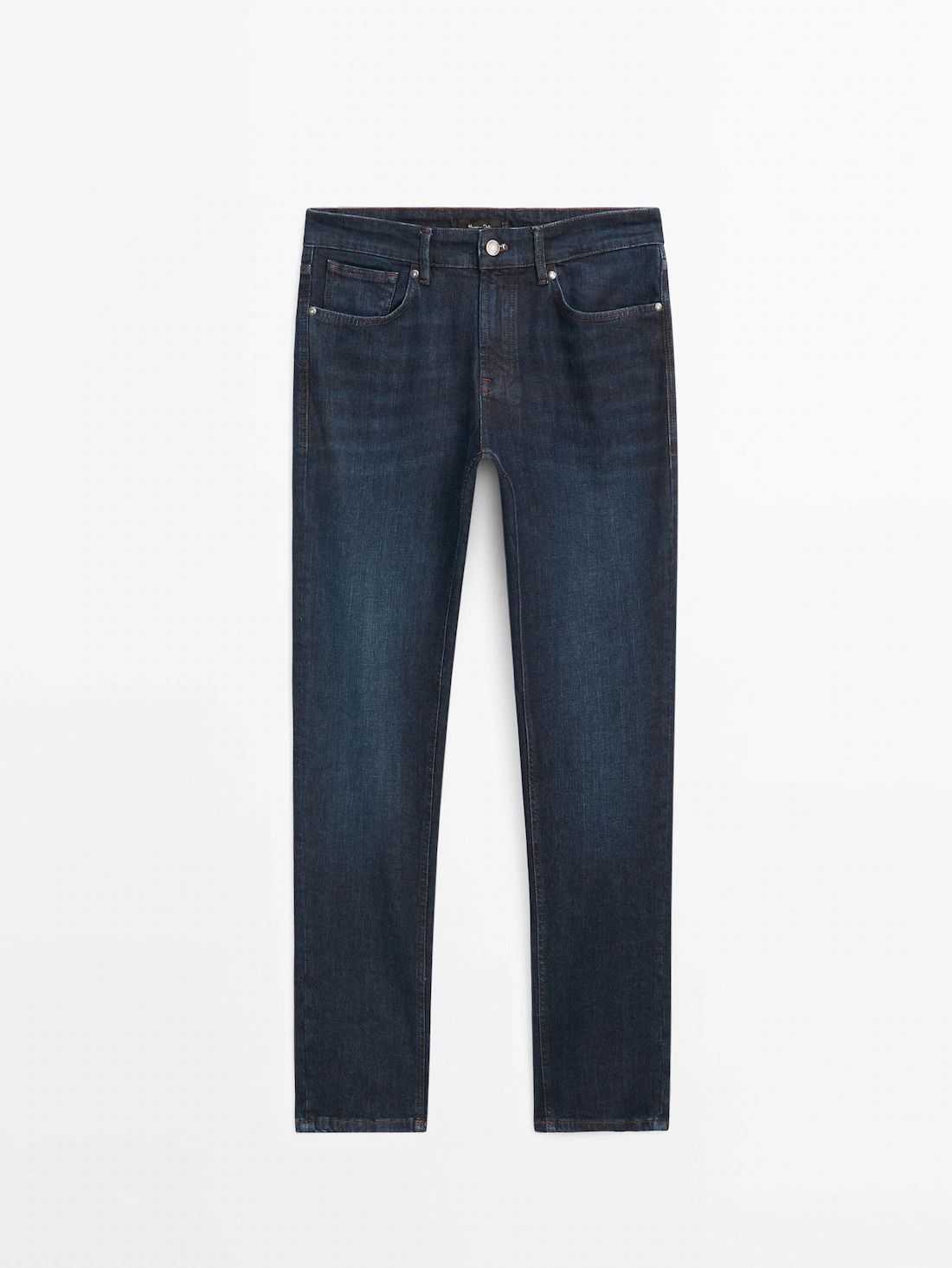 Massimo Dutti Tapered Fit Enzymatic Men Jeans Indigo | US-LF3576890