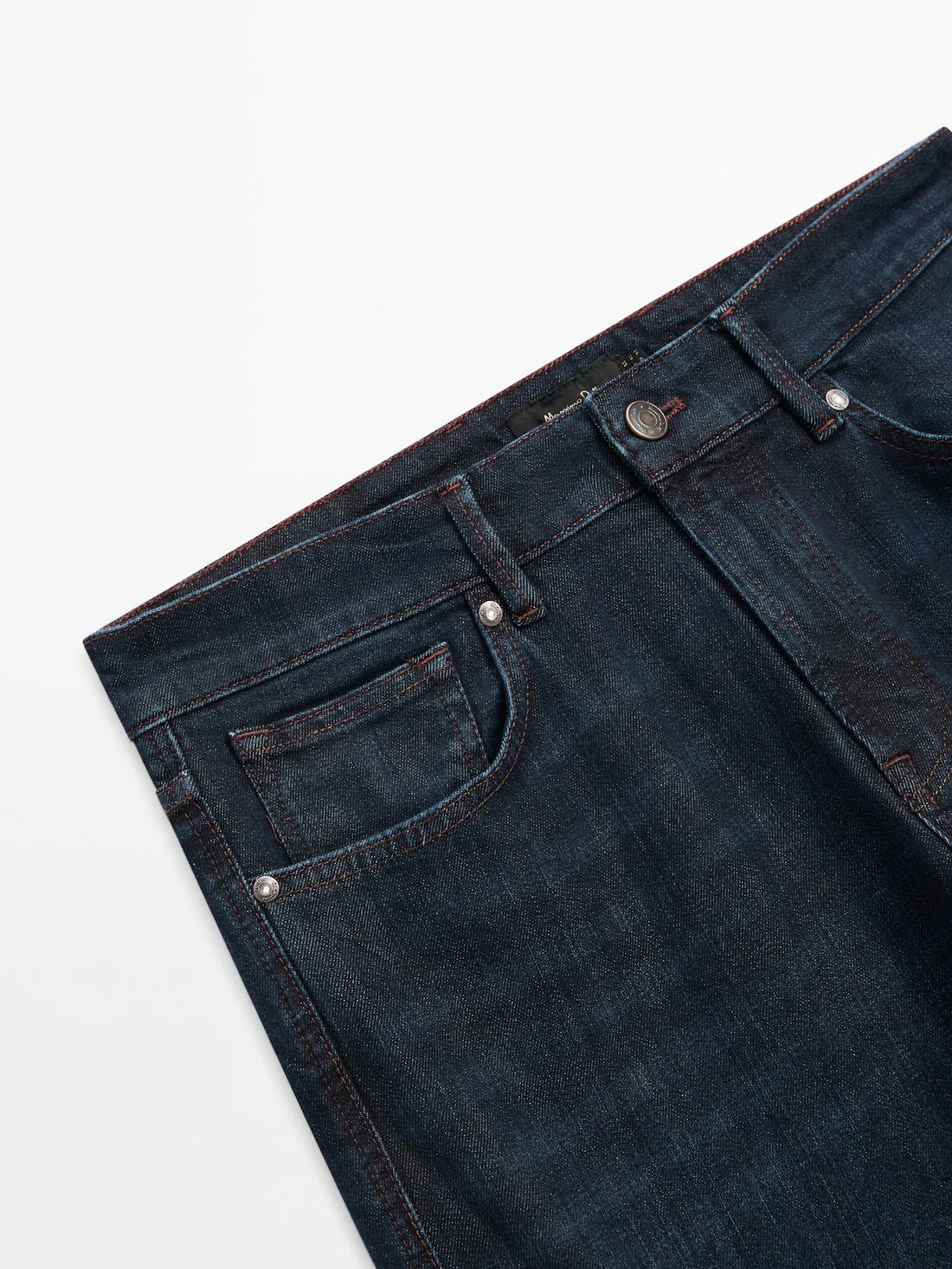 Massimo Dutti Tapered Fit Enzymatic Men Jeans Indigo | US-LF3576890