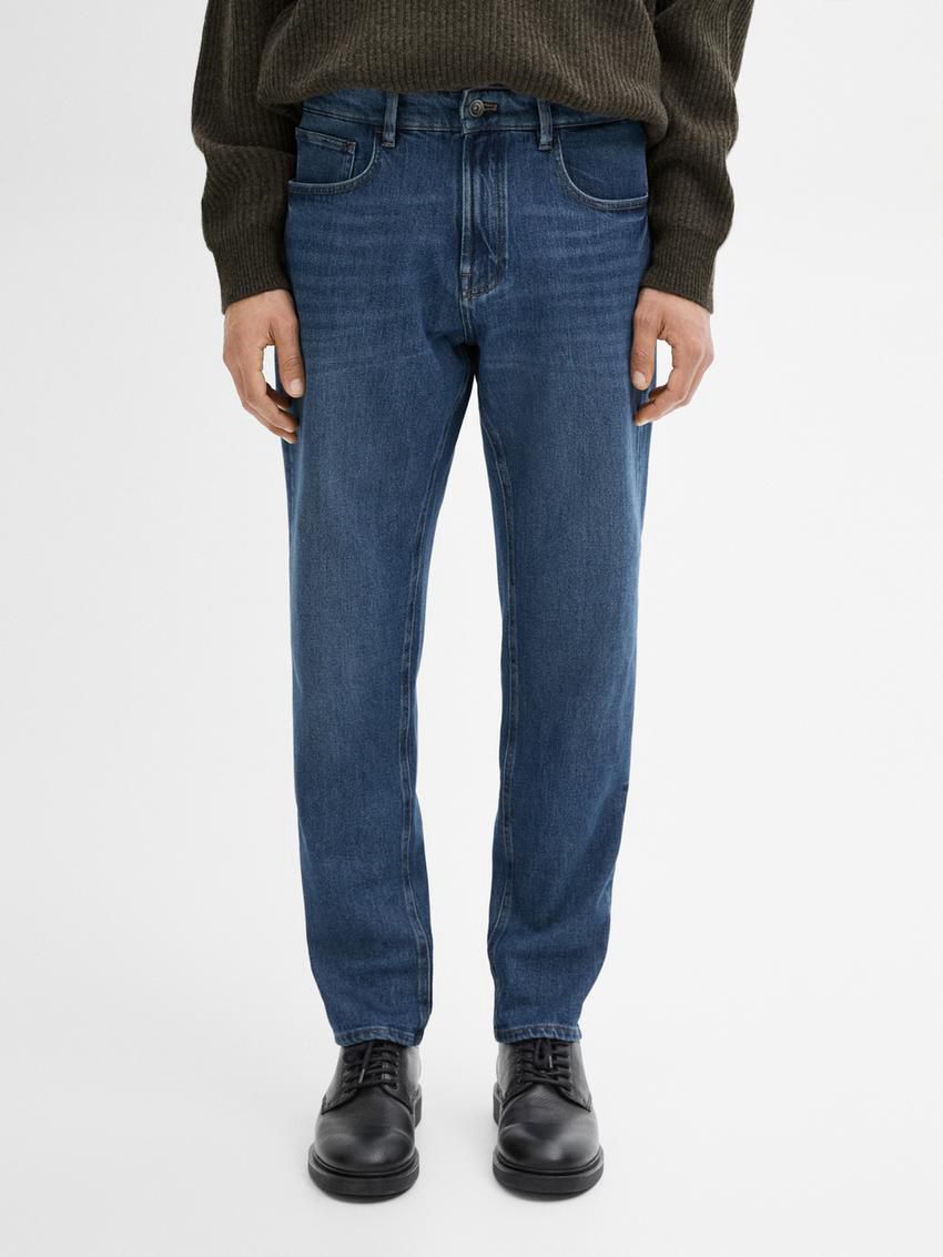 Massimo Dutti Tapered Fit Men Jeans Indigo | US-QV5019432