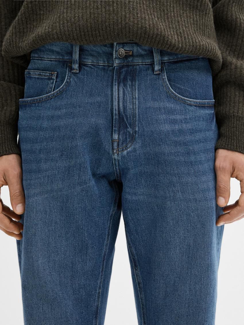 Massimo Dutti Tapered Fit Men Jeans Indigo | US-QV5019432