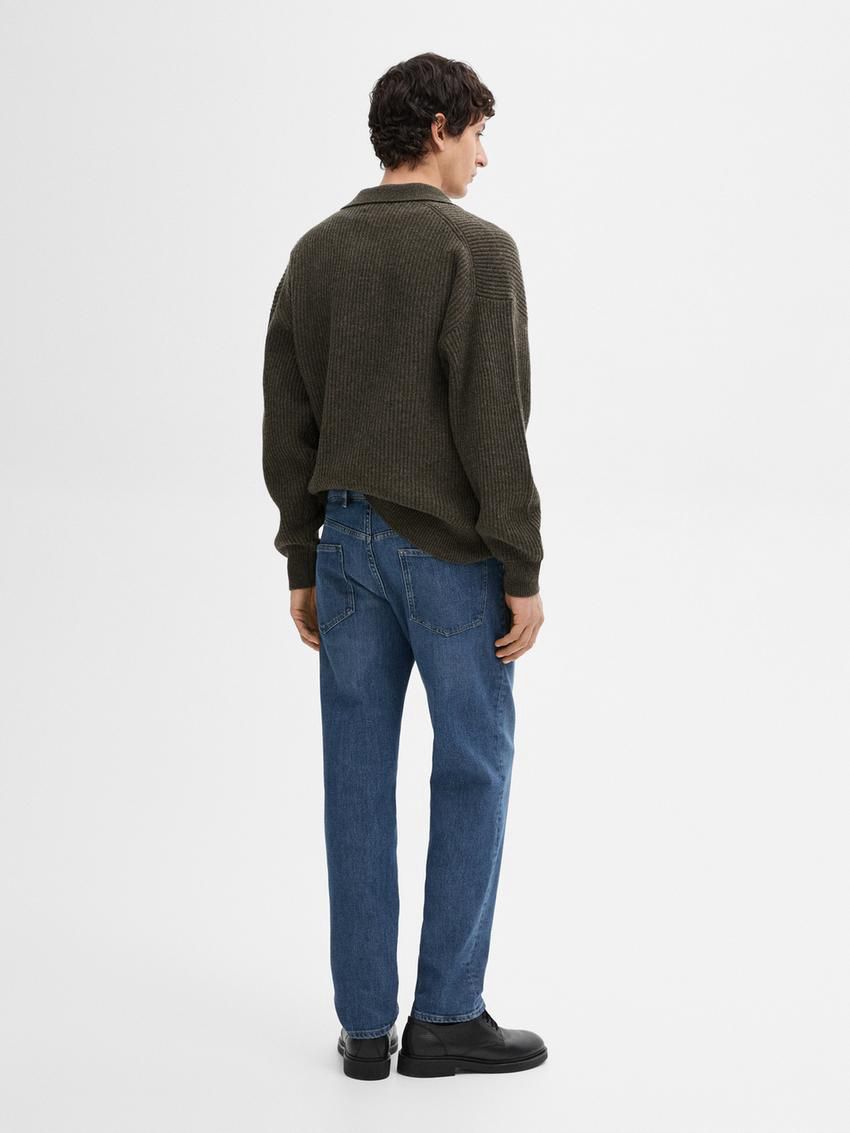 Massimo Dutti Tapered Fit Men Jeans Indigo | US-QV5019432