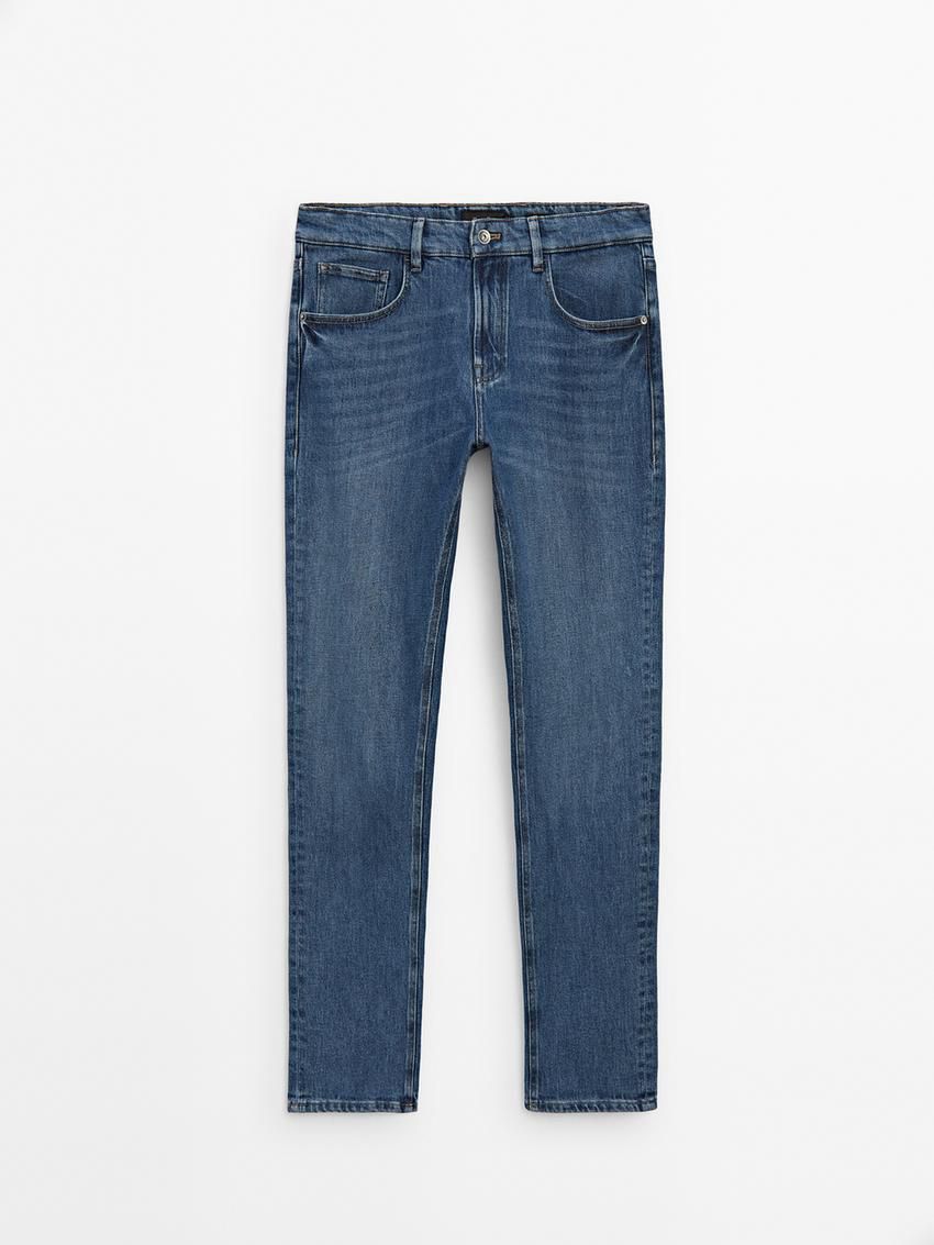 Massimo Dutti Tapered Fit Men Jeans Indigo | US-QV5019432