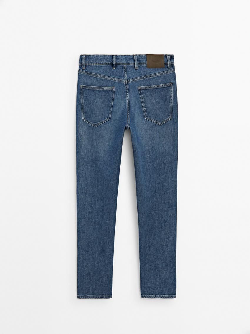 Massimo Dutti Tapered Fit Men Jeans Indigo | US-QV5019432