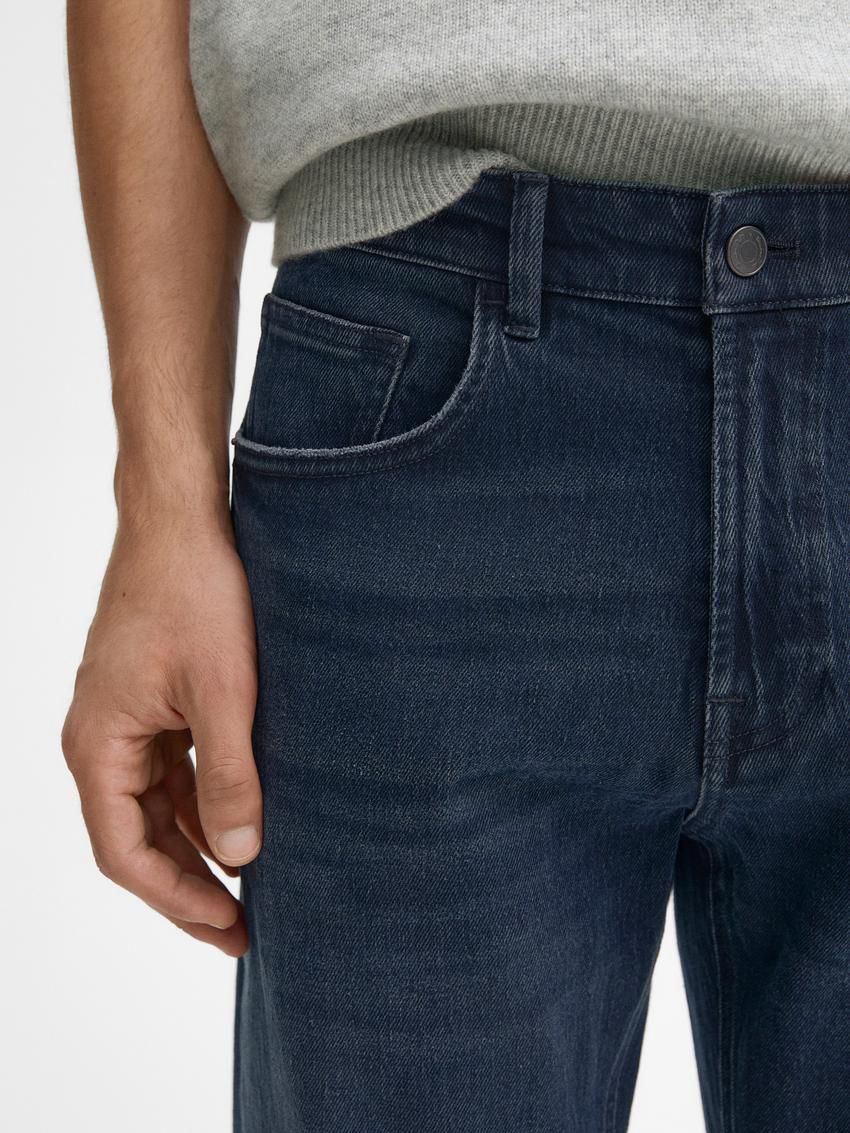 Massimo Dutti Tapered Fit Men Jeans Navy | US-DG8095147