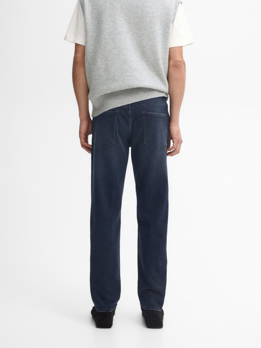 Massimo Dutti Tapered Fit Men Jeans Navy | US-DG8095147