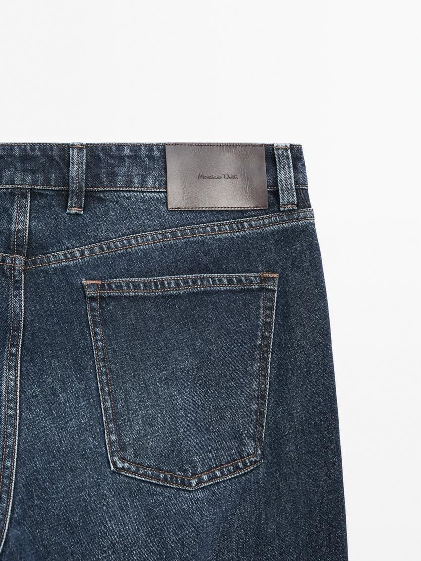 Massimo Dutti Tapered Fit Men Jeans Navy | US-DG8095147
