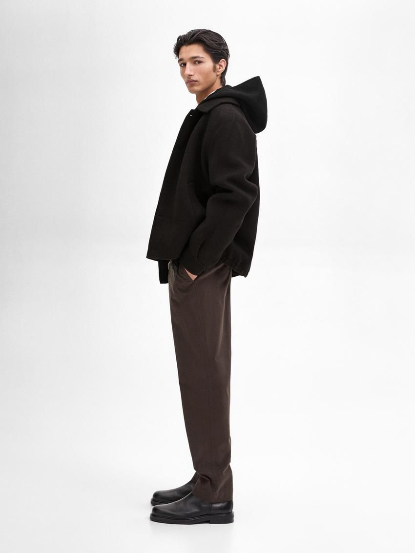 Massimo Dutti Tapered Fit Twill Men Trousers Dark Brown | US-UC9854123