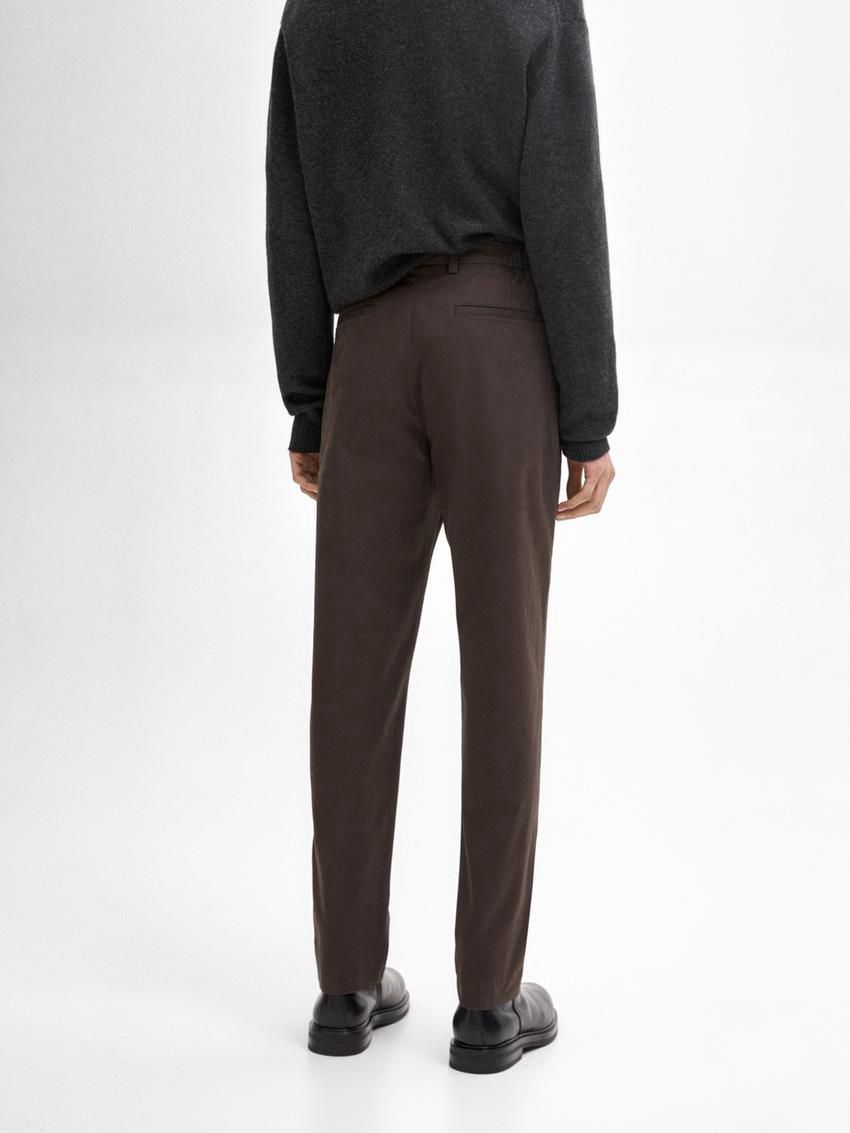 Massimo Dutti Tapered Fit Twill Men Trousers Dark Brown | US-UC9854123