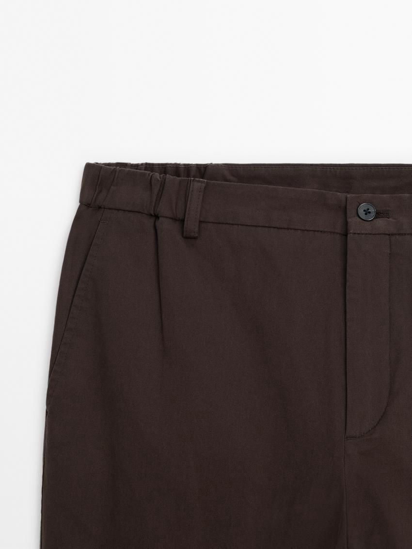 Massimo Dutti Tapered Fit Twill Men Trousers Dark Brown | US-UC9854123