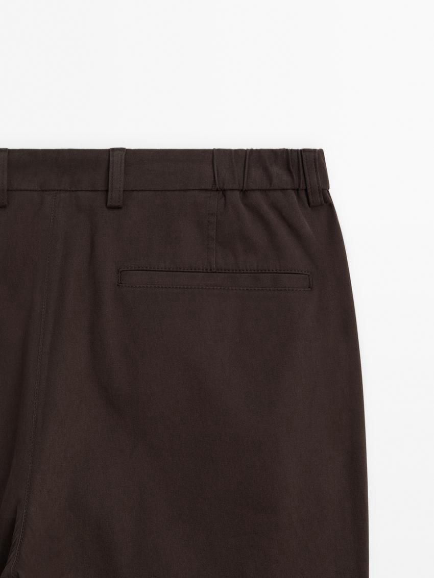 Massimo Dutti Tapered Fit Twill Men Trousers Dark Brown | US-UC9854123
