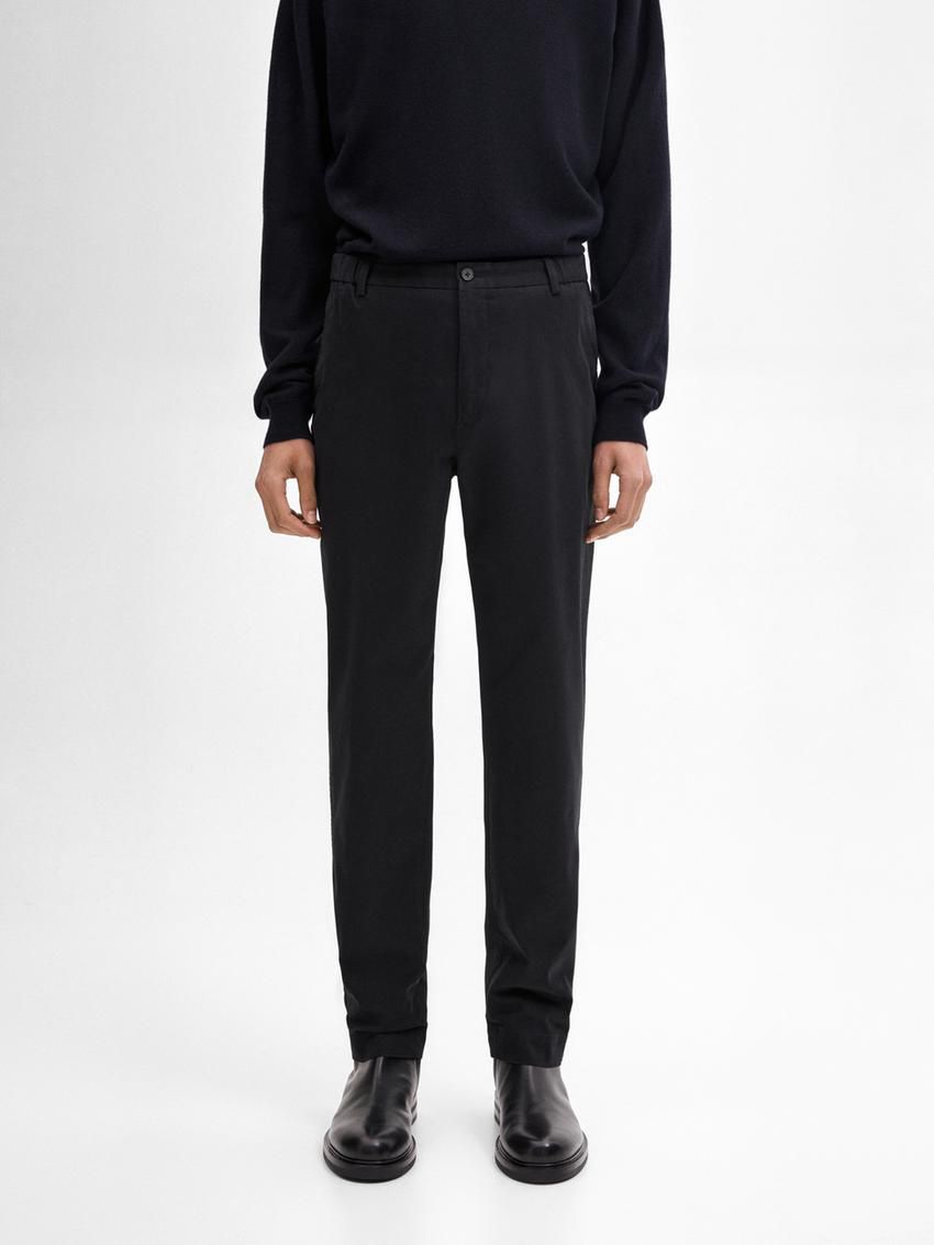 Massimo Dutti Tapered Fit Twill Men Trousers Navy | US-PG4690817