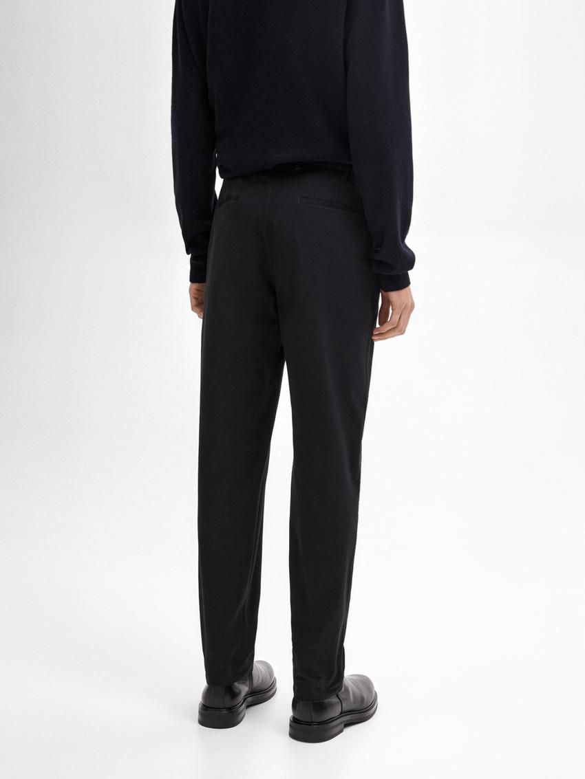 Massimo Dutti Tapered Fit Twill Men Trousers Navy | US-PG4690817