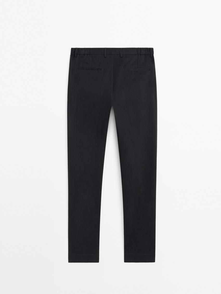 Massimo Dutti Tapered Fit Twill Men Trousers Navy | US-PG4690817