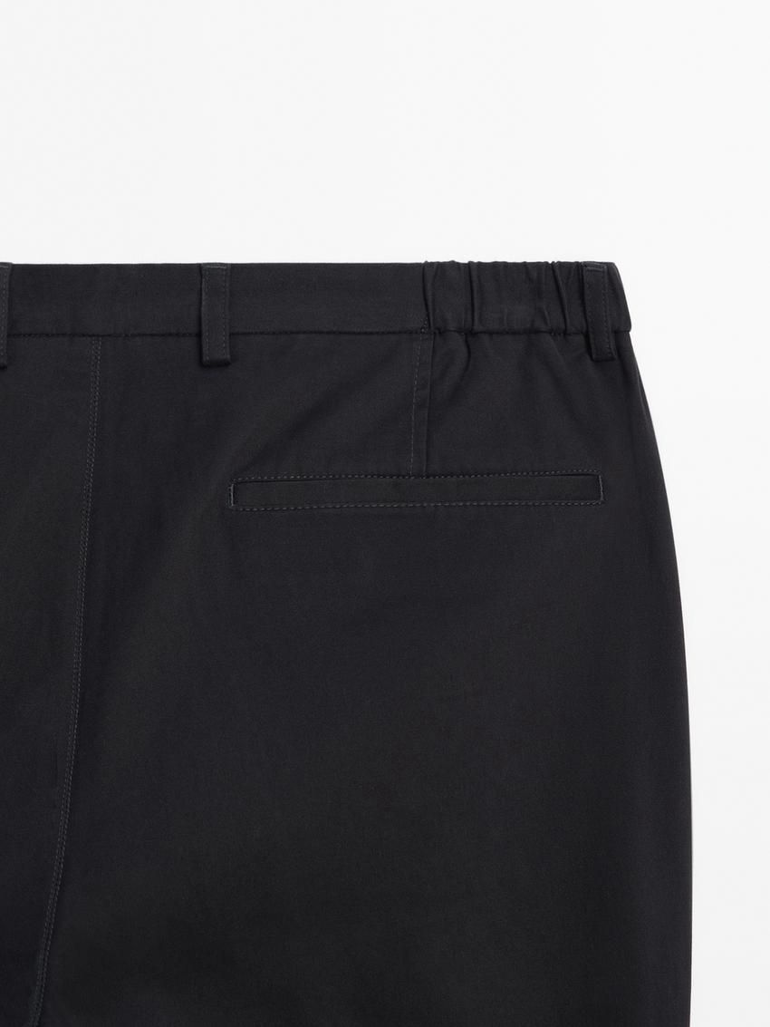 Massimo Dutti Tapered Fit Twill Men Trousers Navy | US-PG4690817