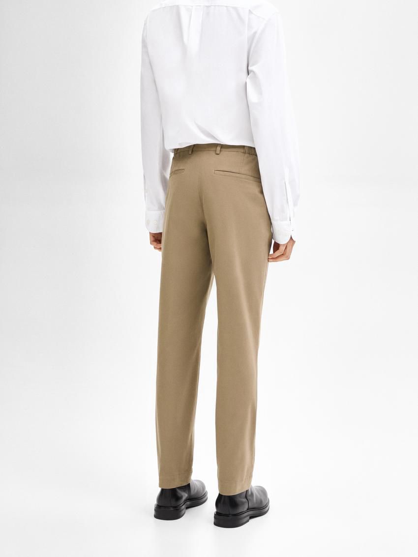Massimo Dutti Tapered Fit Twill Men Trousers Brown | US-FB5031496