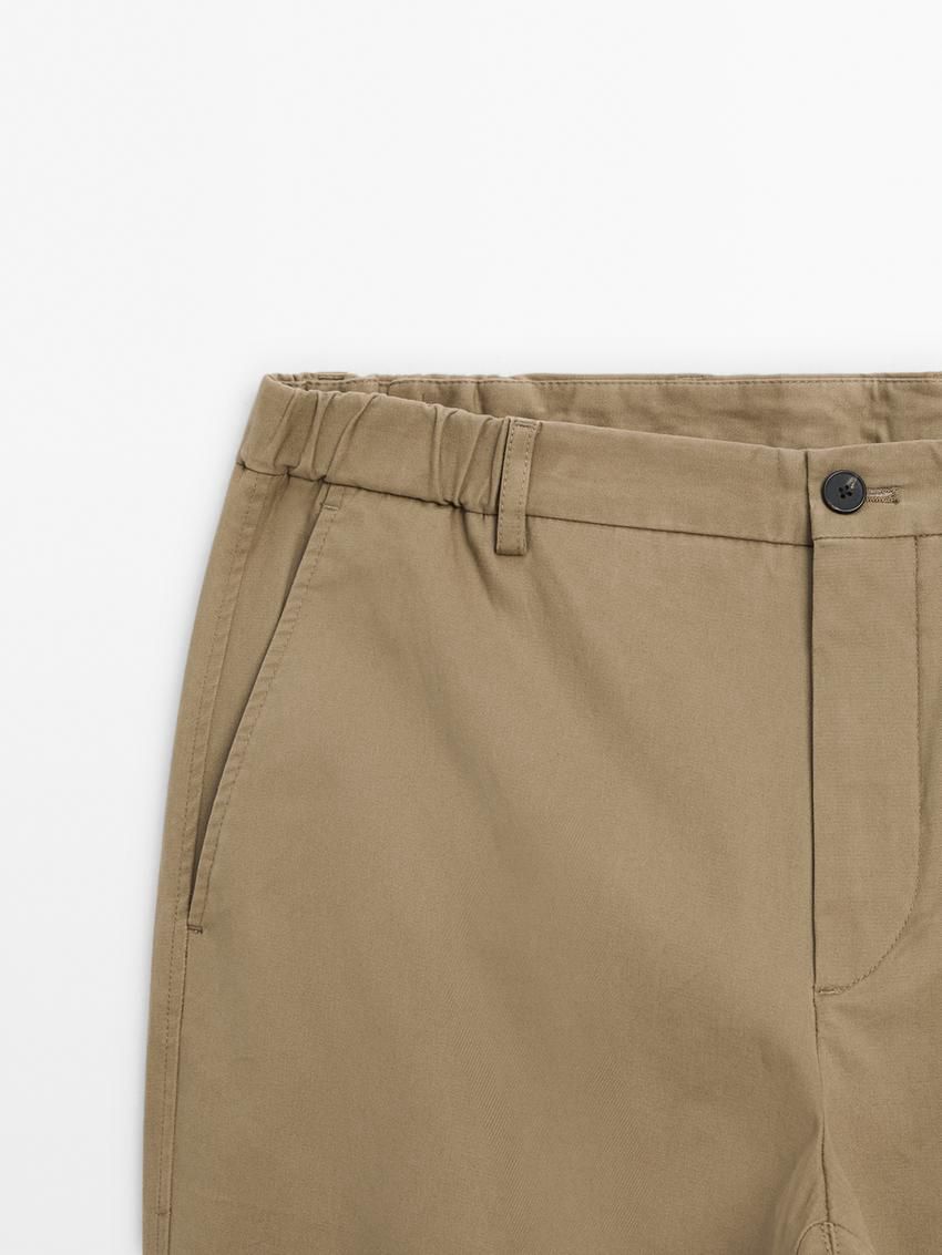 Massimo Dutti Tapered Fit Twill Men Trousers Brown | US-FB5031496
