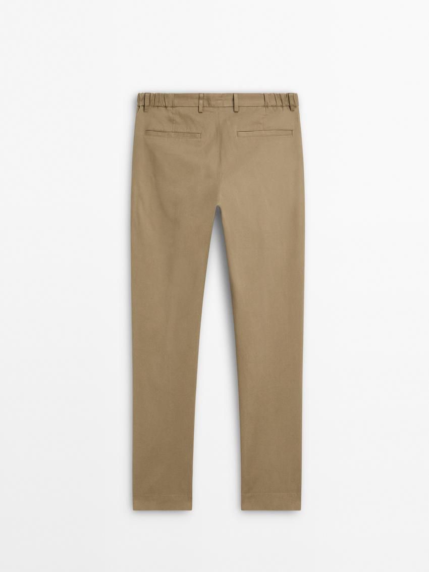 Massimo Dutti Tapered Fit Twill Men Trousers Brown | US-FB5031496