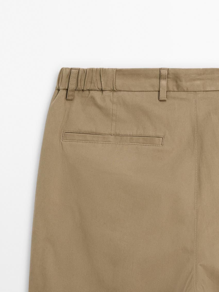 Massimo Dutti Tapered Fit Twill Men Trousers Brown | US-FB5031496