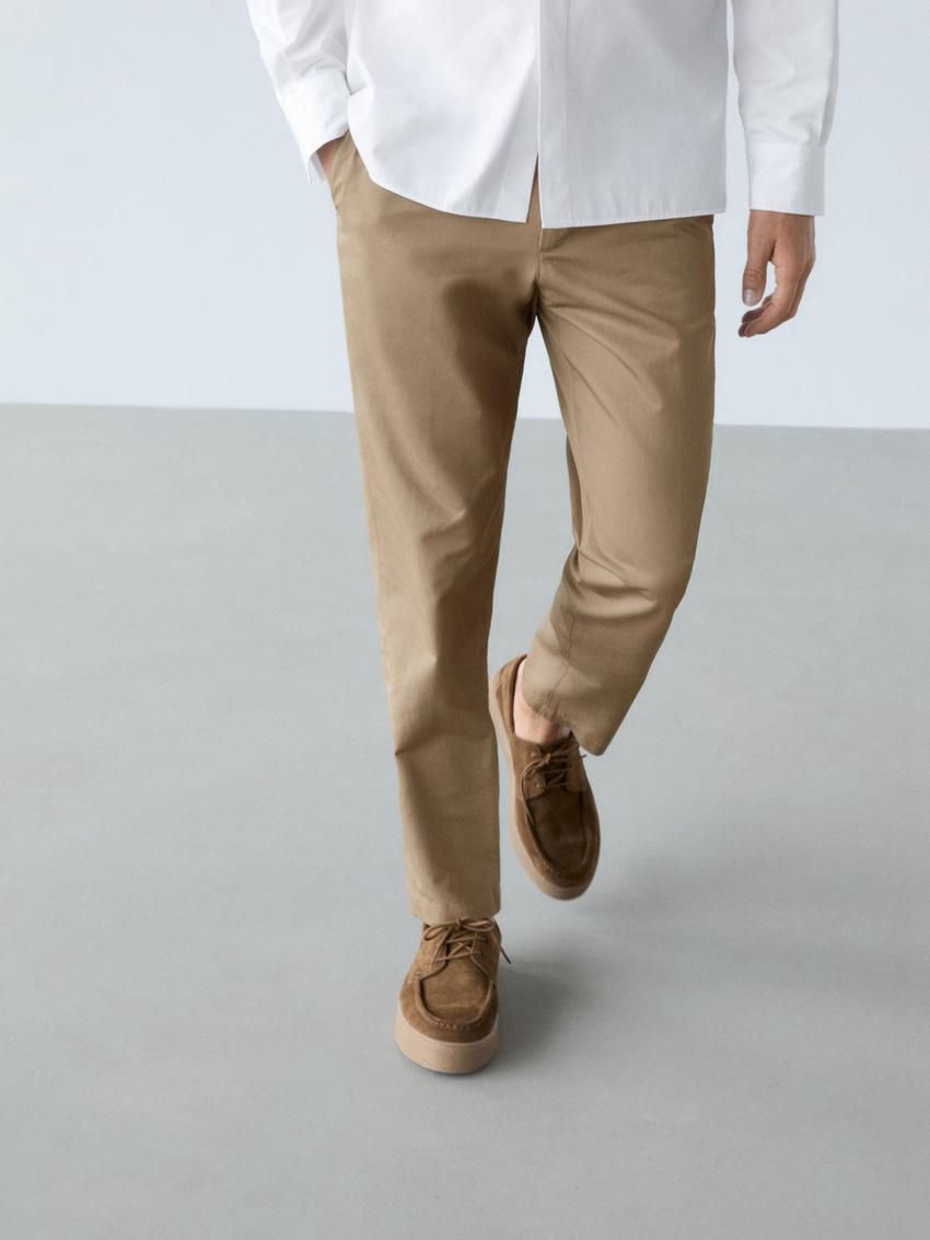 Massimo Dutti Tapered Fit Twill Men Trousers Brown | US-WN1046759