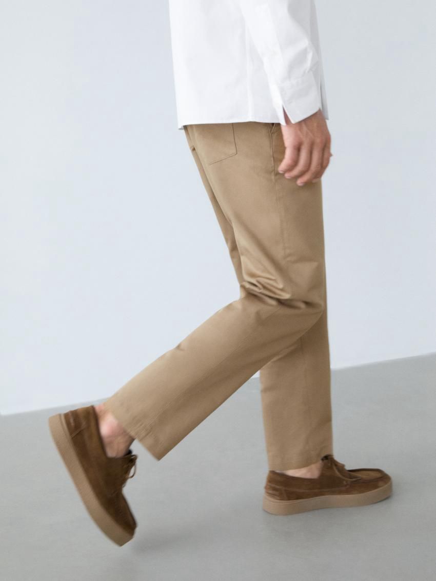 Massimo Dutti Tapered Fit Twill Men Trousers Brown | US-WN1046759