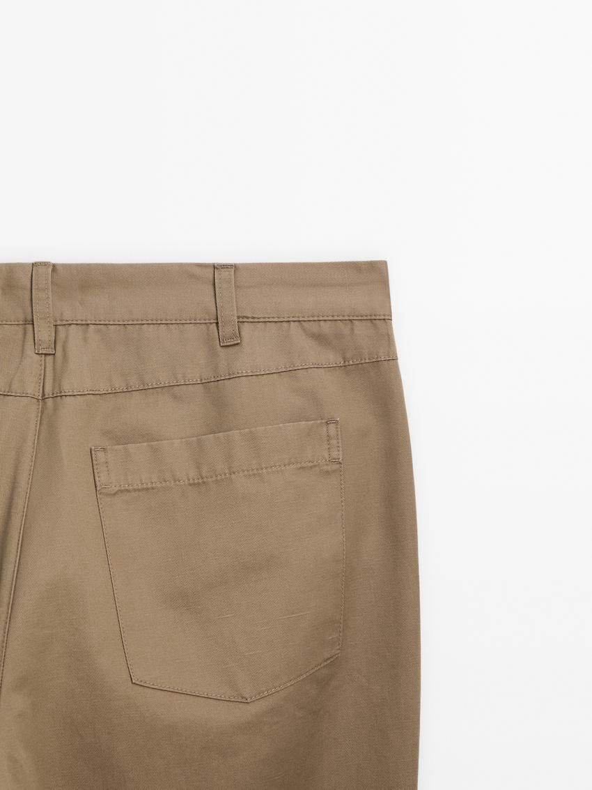 Massimo Dutti Tapered Fit Twill Men Trousers Brown | US-WN1046759