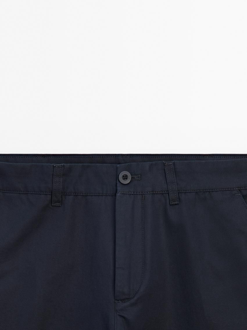Massimo Dutti Tapered Fit Twill Men Trousers Navy | US-BK1264830