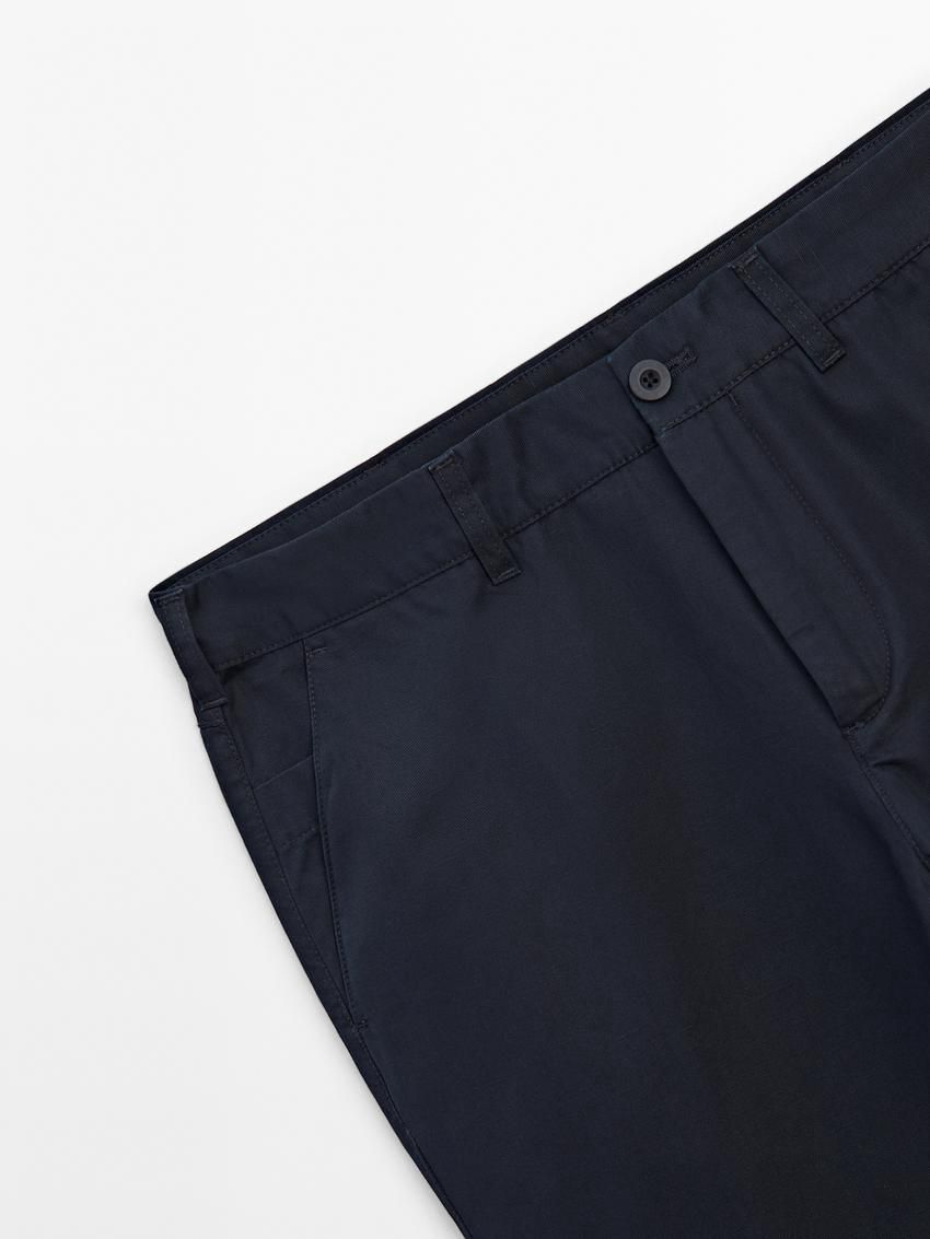 Massimo Dutti Tapered Fit Twill Men Trousers Navy | US-BK1264830