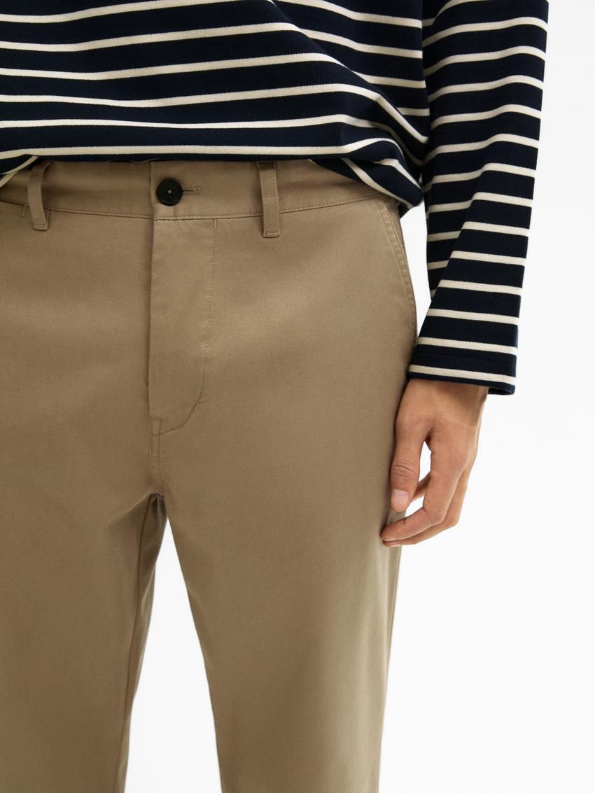 Massimo Dutti Tapered Fit Twill Men Trousers Brown | US-QV2618495