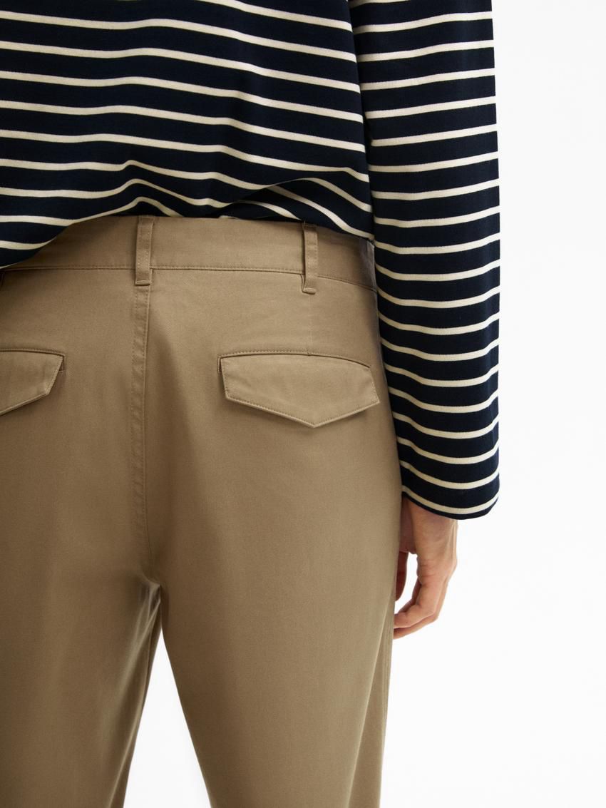 Massimo Dutti Tapered Fit Twill Men Trousers Brown | US-QV2618495