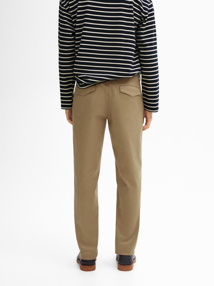 Massimo Dutti Tapered Fit Twill Men Trousers Brown | US-QV2618495
