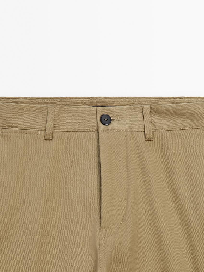 Massimo Dutti Tapered Fit Twill Men Trousers Brown | US-QV2618495