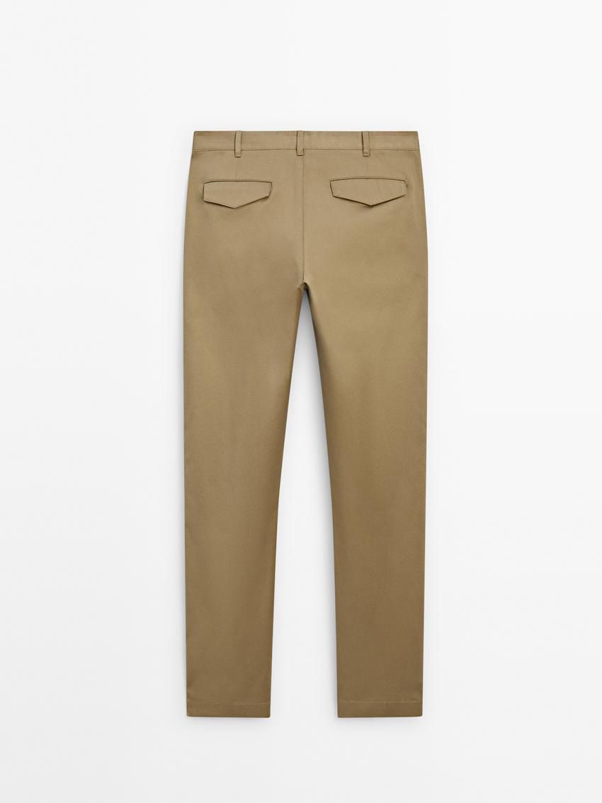 Massimo Dutti Tapered Fit Twill Men Trousers Brown | US-QV2618495