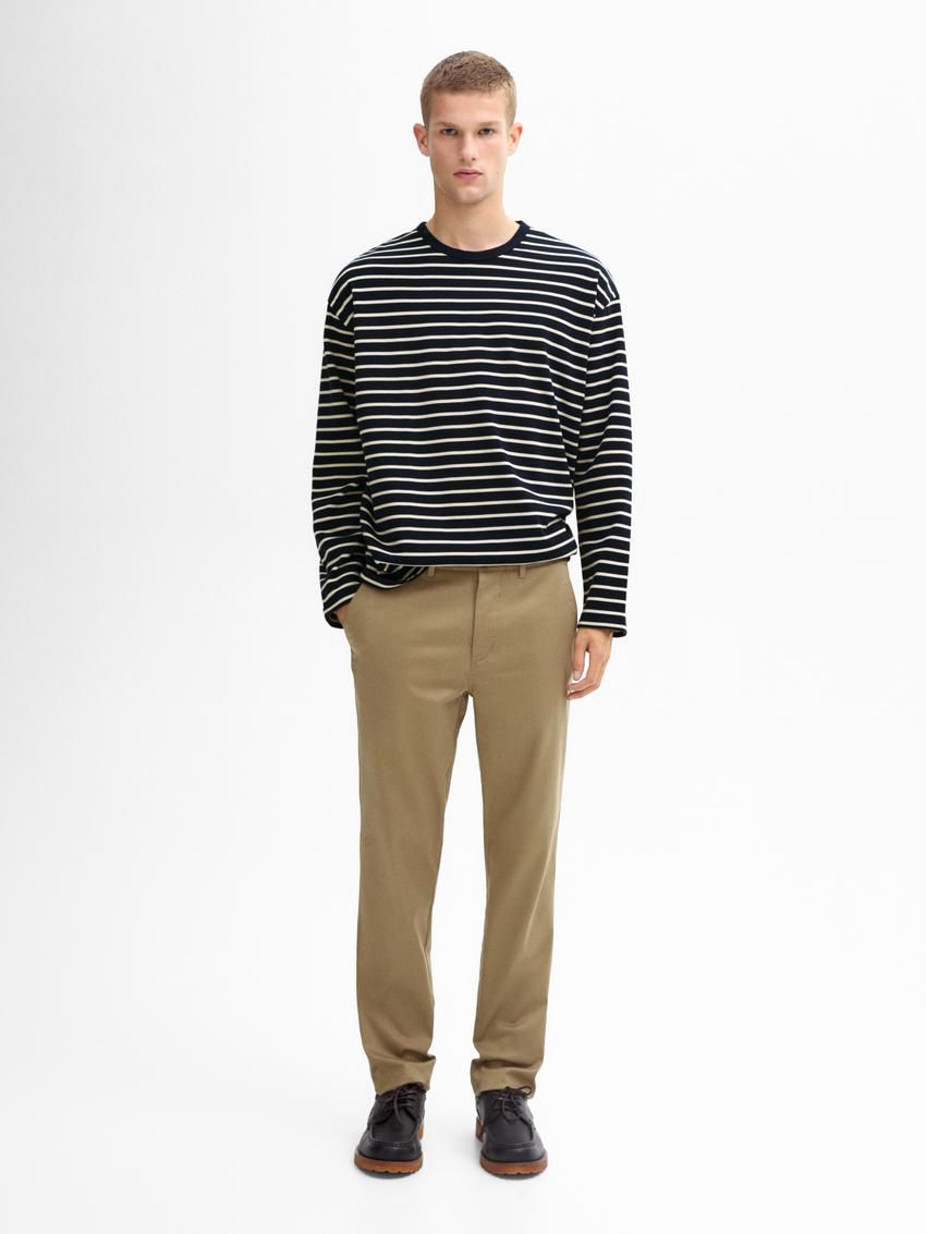 Massimo Dutti Tapered Fit Twill Men Trousers Brown | US-QV2618495