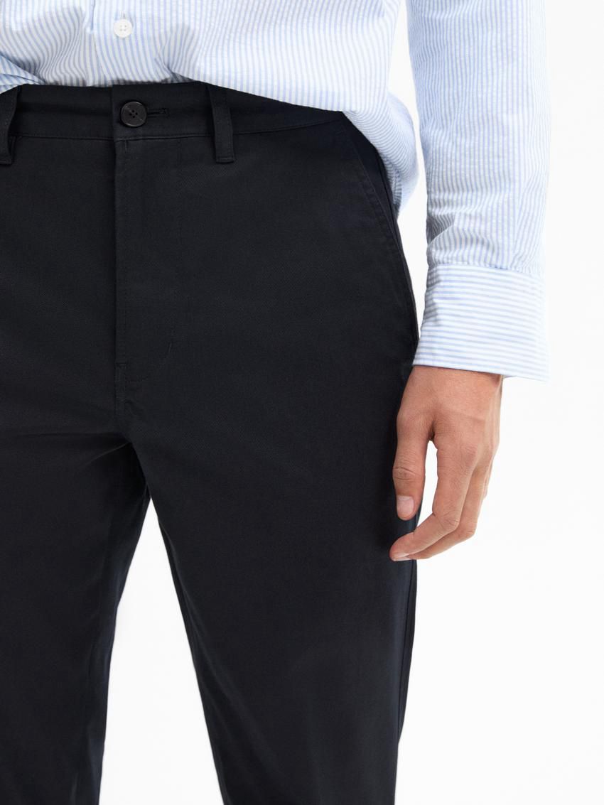 Massimo Dutti Tapered Fit Twill Men Trousers Navy | US-UT3281576