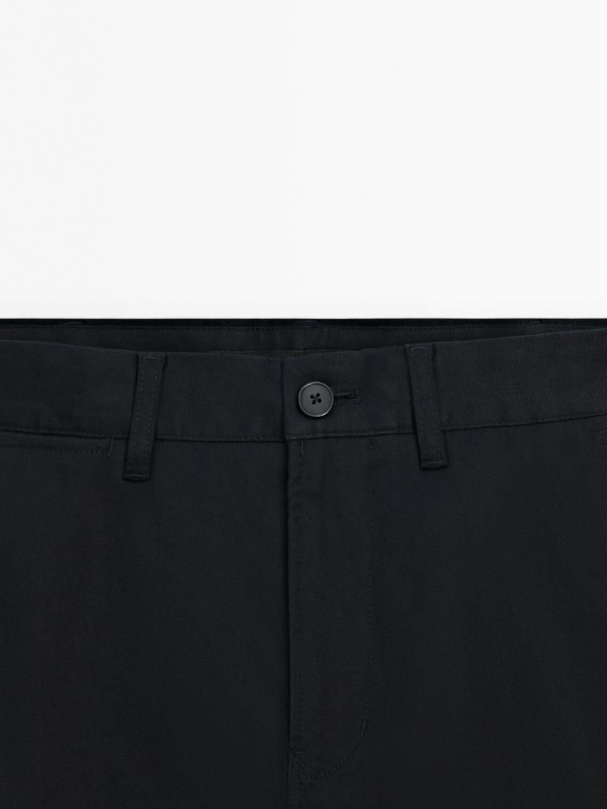 Massimo Dutti Tapered Fit Twill Men Trousers Navy | US-UT3281576