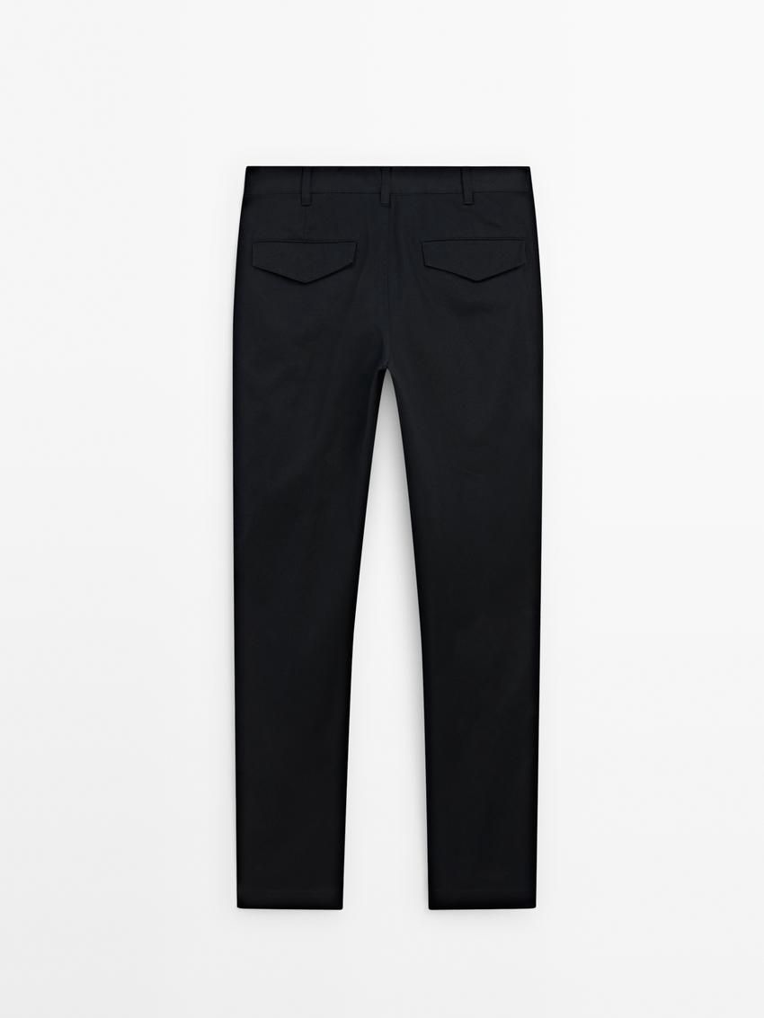 Massimo Dutti Tapered Fit Twill Men Trousers Navy | US-UT3281576