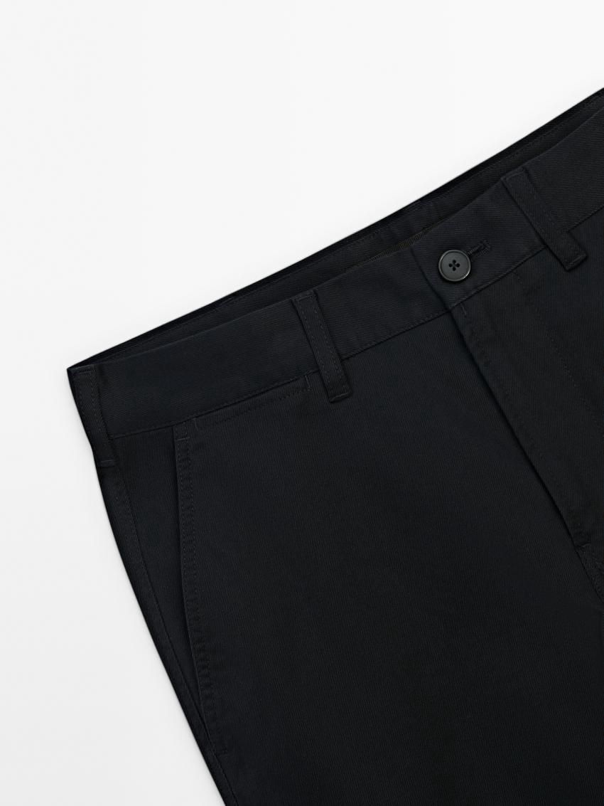 Massimo Dutti Tapered Fit Twill Men Trousers Navy | US-UT3281576