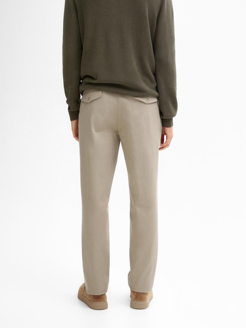 Massimo Dutti Tapered-fit Cotton Twill Men Trousers Light Khaki | US-ZC7538294