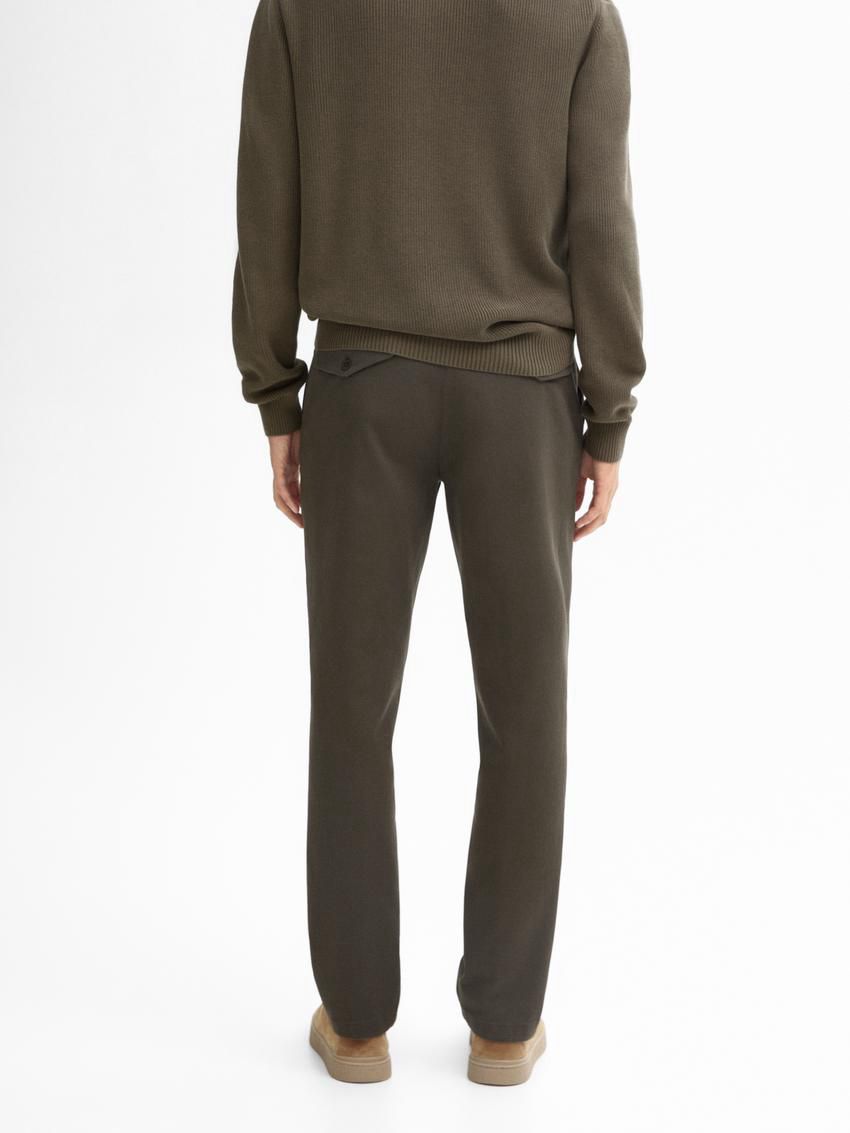 Massimo Dutti Tapered-fit Cotton Twill Men Trousers Dark Olive | US-JL0271985