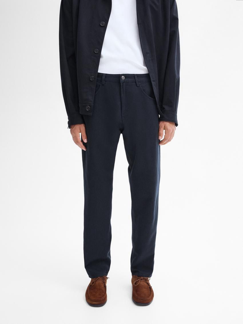 Massimo Dutti Tapered-fit Denim Men Trousers Navy | US-XF7469285